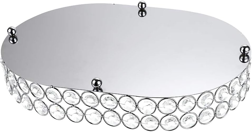 Hipiwe Mirrored Crystal Vanity Makeup Tray, Ornate Jewelry Trinket Decorative Tray Cosmetic Perfume Display Organizer Tray,Home Decor Tray for Dresser/Bathroom (Ellipse): Home Improvement