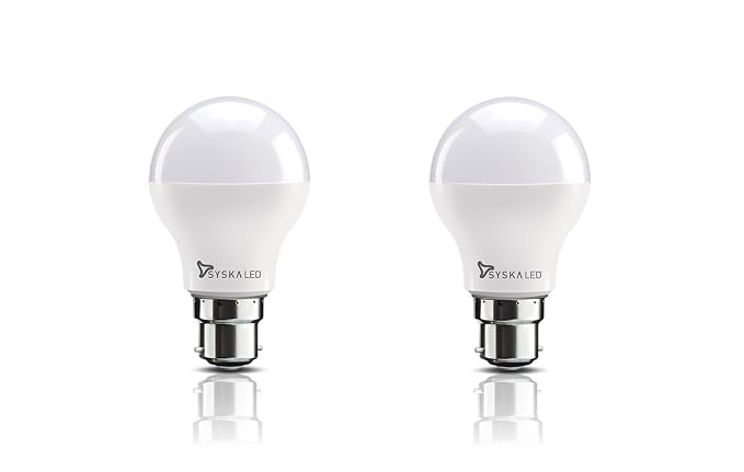 Syska B22 9-Watt LED Bulb (Pack of 2, Cool Day Light)