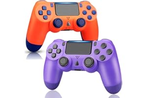GenGeLy Control for PS4 Controller 2 Pack, Gaming Remote for Playstation 4 Controller with Precise Joystick/Vibration, New Wireless Modded Gamepad for PS4/Slim/Pro/PC,(Orange and Purple)