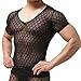 YUFEIDA Sexy Men's T-Shirt Mesh Sheer Undershirt Man Underwear Black (L)