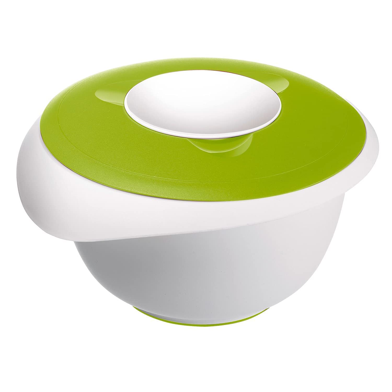 Westmark Mixing/Baking Bowl With Two-Part Lid, 2.5 L, With Spout, Plastic, White/Apple Green, 3153227A