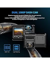 Pruveeo D30H Dash Cam con visión nocturna por infrarrojos y WiFi, doble frontal y interior de 1080P, cámara de tablero para autos Uber Lyft Truck Taxi