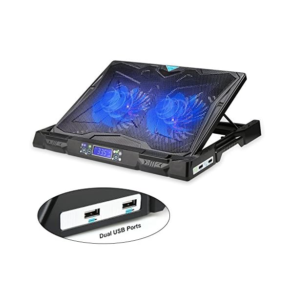 TECKNET-Laptop-Cooling-Pad-12-17-Ultra-Quiet-Gaming-Laptop-Cooler-Stand-with-Dual-Speed-Adjustable-Fans-and-LCD-Temperature-Display-Screen TECKNET Gaming Laptop Cooling Pad, Quiet Laptop Cooler Stand with Auto Temperature Control, LED Temperature and…