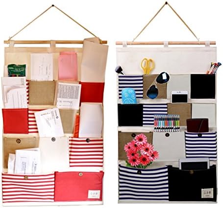 Vipo Durable Wall Door Closet Hanging Storage bag organizer, Easy handle and fashion, 13-Pockets. (2-Pack)