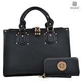 Dasein Fashion Padlock Briefcase Satchel Handbag, Tablet, iPad Bag