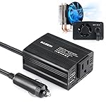BASEIN 150W Power Inverter for Car Converter DC 12V to 110V AC Inverter with 3.1A Dual USB Charging Ports