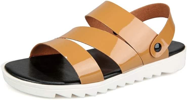 Amazon.com | MUZIWENJU Outdoor Slippers Sandals Male Leather Halter Strap Dual-use Open-Toed 