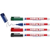 edding 8400 cd/dvd/bd-marker - veelkleurig - 4 stiften - ronde punt 0,5-1 mm - voor duurzaam beschrijven van cd's, dvd's en Blu-ray discs