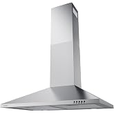 Hermitlux 30 Inch Wall Mount Range Hood, Stainless Steel Kitchen Vent Hoods | Ducted/Ductless Convertible, Charcoal Filter Included, Efficient Kitchen Smoke Ventilation
