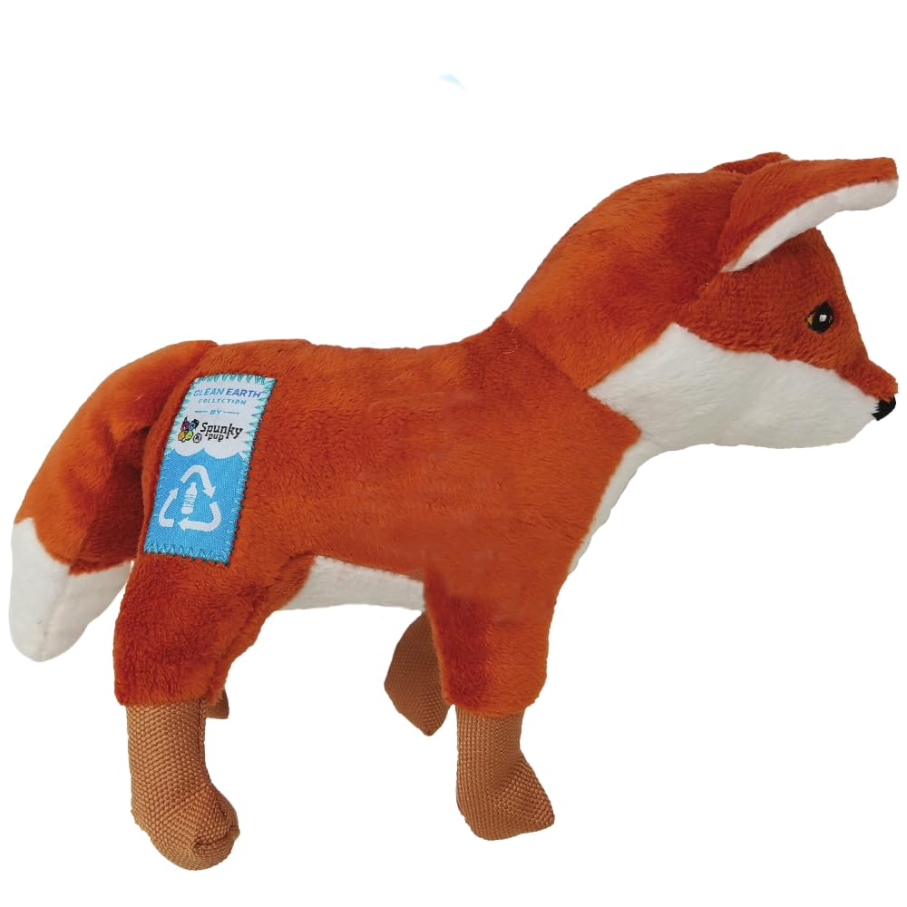 Spunky pup Clean Earth Plush Fox | Made from 100% Recycled Water Bottles | Small, Brown, (7260)