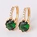GULICX Yellow Gold Tone Geen rhinestone Retro Alluring Wedding Earrings Hoop
