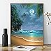 Kimily DIY Paint by Numbers for Adults Kids Moon Beach Paint by Numbers DIY Painting Beach Moon Acrylic Paint by Numbers Painting Kit Home Wall Living Room Bedroom Decoration Seaside Moon Beach