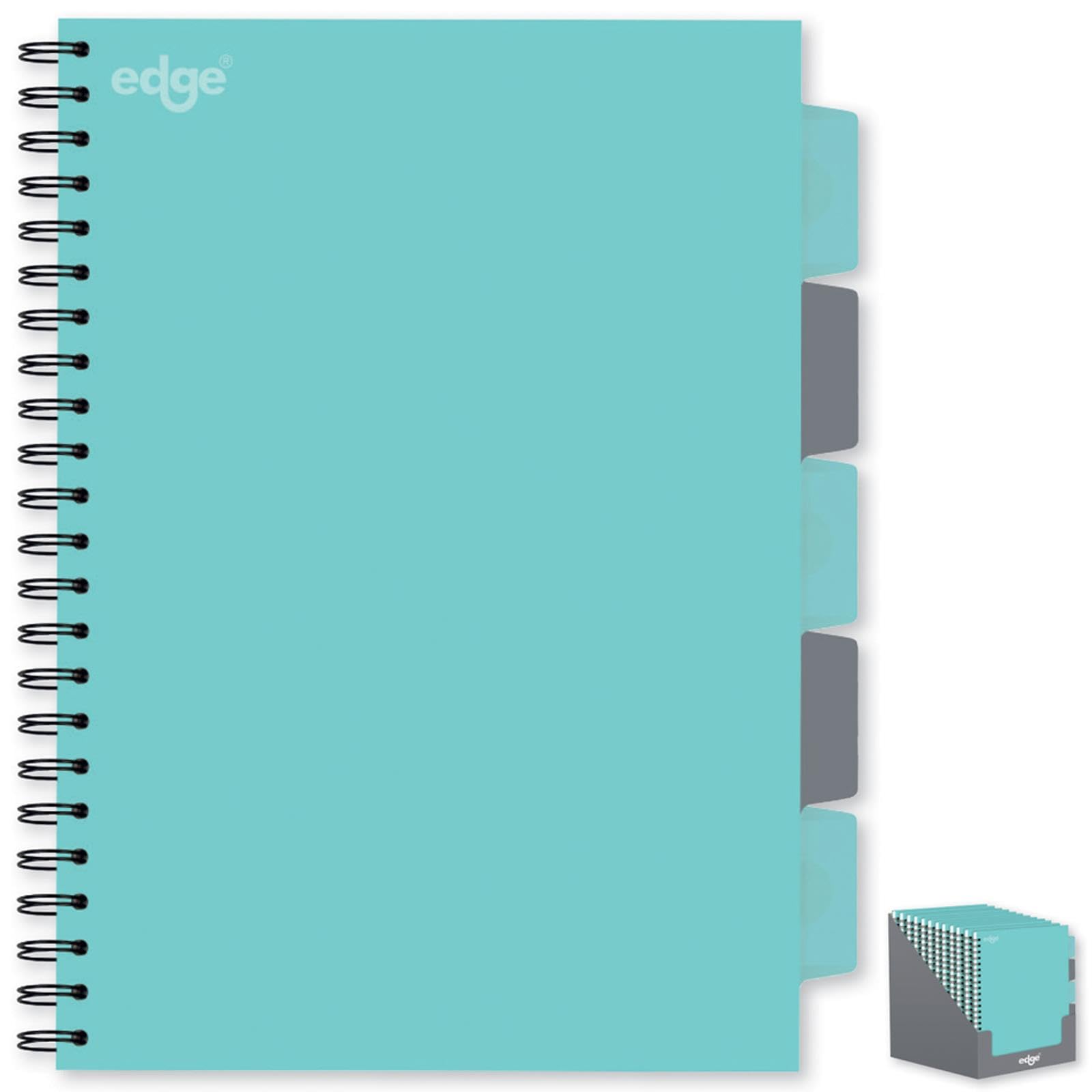 A4 Project Notebook 5 Dividers Twin Wire Soft Cover Mint Green & Grey Study Book Project Management