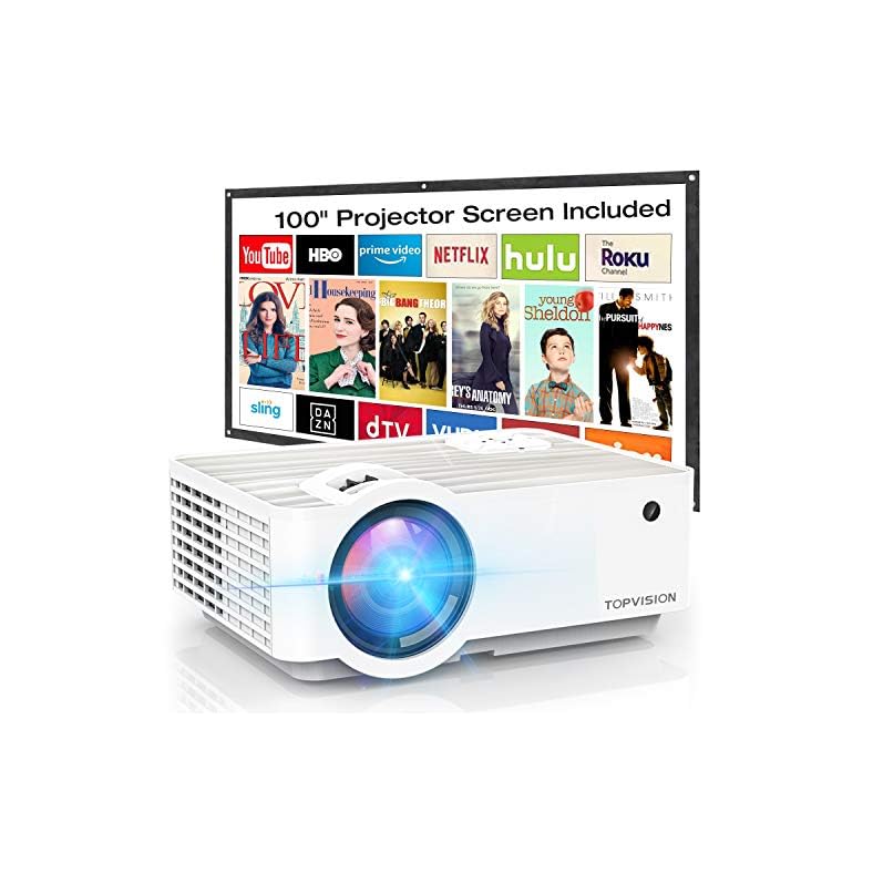 Video Projector, TOPVISION 6500L Portable Mini Projector with 100