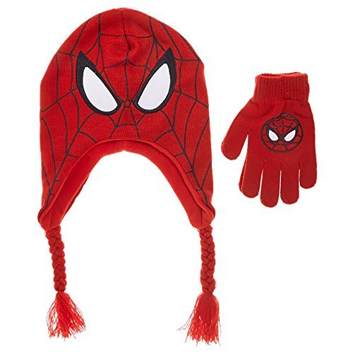 Ultimate SPIDERMAN Boys Earflap Hat & Gloves Set