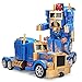 YARMOSHI Transforming Robot Truck 2 in 1 Action Figure, Autobot. This Remote Control Fighter Toy has a USB Connection for Easy Charging. Made of Safe, Sturdy Materials, (Blue-Gold)