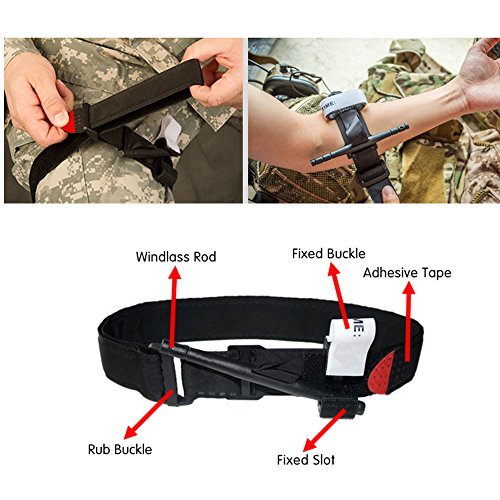 Emergency Tourniquet with Velcro, Outdoor Black Combat Military Tourniquets, One Hand Operation