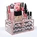 Ikee Design Pink Diamond Pattern Jewelry & Cosmetic Storage Display Boxes Two Pieces Set.