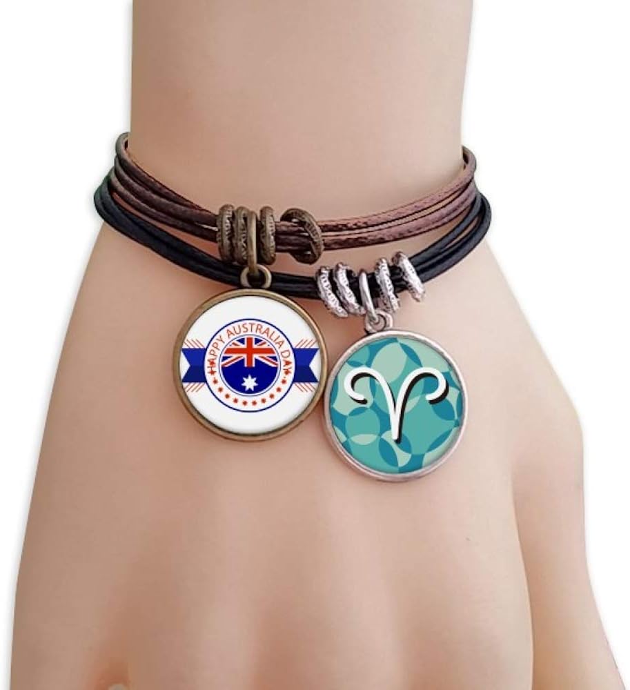 Amazon オーストラリアの建国記念日の旗のイラスト ダブル牡羊座のブレスレット ブレスレット 通販