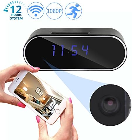 Gemtune HD 1080P Wi-Fi Hidden Camera, Alarm Clock Night Vision, Motion Detection, Loop Recording Home Security Spy Cameras, Real-time Video, Nanny Cam, Support IOS/Android Phone PC Remote View