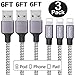 iPhone Charger,3 pack (6FT) Nylon Braided lightning Cable Syncing and Fast Cord（Gray)