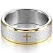 MOWOM Silver Gold Two Tone Stainless Steel Ring Band Bible Lords Prayer Cross Wedding