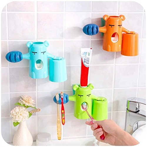 3 in 1 Lovely Toothbrush Holders,Powerful Suction Automatic Toothpaste