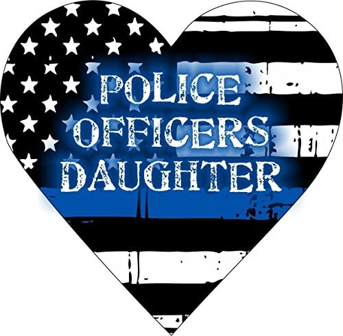 Thin Blue Line- Police Officer's Daughter Heart Decal Vinyl Sticker 6"