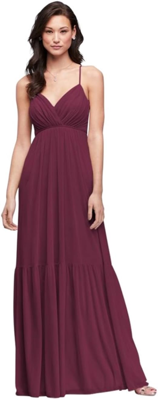 double strap georgette bridesmaid wrap dress