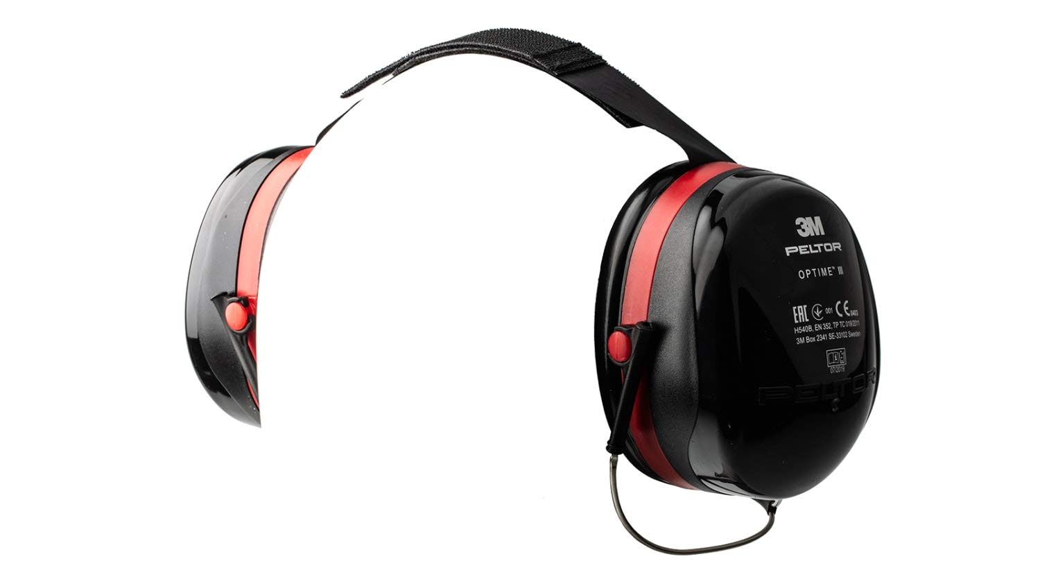 3M PELTOR Optime III Earmuffs, 35 dB, Black/Red, Neckband, H540B-412-SV