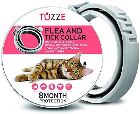 TUZZE Flea and Tick Collar for Cats - 8 Months Continuous Flea Protection for Cats - Waterproof and 100% Natural Essential Oil Extract Cat Flea Collar - Safe Flea Treatment [2019 Upgrade Version]