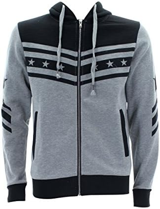 Rebel Jeans - Men's Stars and stripes Motto hooodie Sweatshirts - Grey
