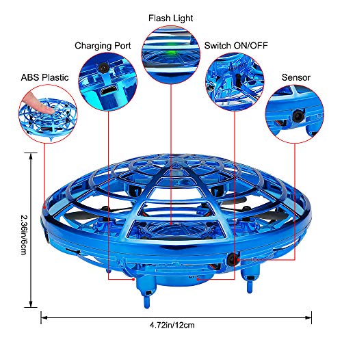 Flying Toys Drones for Kids Toddlers Adults Helicopter with 360° Rotating and Shinning LED Lights, Easy Indoor Flying Ball Hands Controlled Drone Toys for Boys or Girls