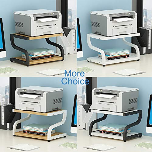 PUNCIA Office Desktop Laser Multifunction Printer Copier Scanner Shelf Stand Rack with Anti - Skid Pads for Desktop Organizer Storage Shelf Double Tier Tray for Microwave Oven Potted Plants (Black)