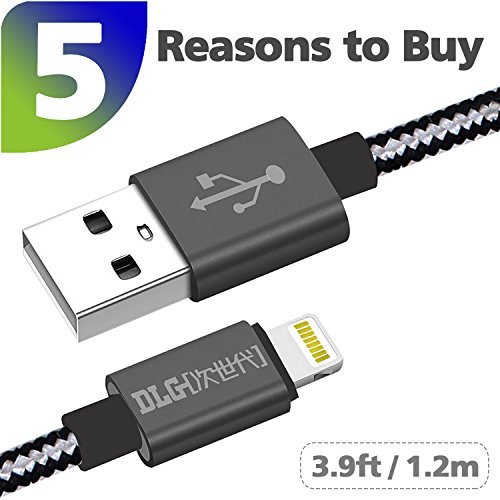 Lightning Cable, [Apple MFI Certified] DLG 3.9Ft iPhone Charger Nylon Braided Lightning to USB Cable Apple charging cable cord for iPhone X/8/8 Plus/7/7 Plus/6/6 Plus/5S/5C, iPad, iPod and more