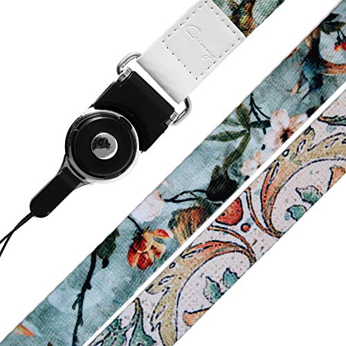 Crimmy Detachable Cell Phone Neck Lanyard, Universal, Double Sided Neck Strap Band Lanyards for Camera, Cell Phone, iPod, USB, Flash Drive (Light Flower)