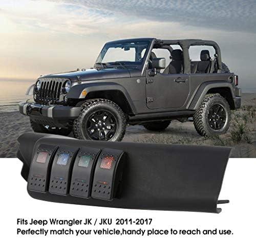 Left side A-Pillar Switch Pod Panel 4 Rocker Switches Kit for Jeep Wrangler