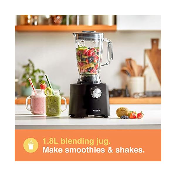 VonShef-Food-Processor--750W-Multifunctional-8in1-Chopper-Knead-Dough-Blender-Citrus-Juicer-Shredder-Slicer-Emulsifier-Grater--Features-2-Speeds-Pulse-Controls-2L-Mixing-Bowl-18L-Jug VonShef Food Processor – 750W Multifunctional 8in1 Chopper, Knead Dough, Blender, Citrus Juicer, Shredder, Slicer…