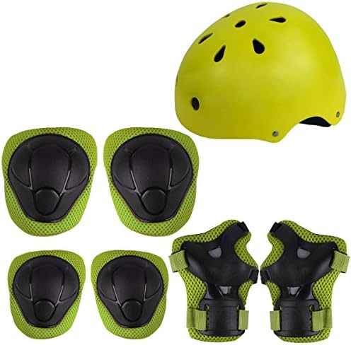 Herbalcandybox Kid's Protective Gear Set with Wrist Guard Knee Pads Elbow Pads Helmet
