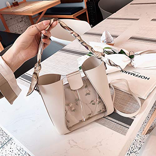 DZTZ New Women's Fashion Wild Solid Elegant Print Single Shoulder Messenger Bags (White)