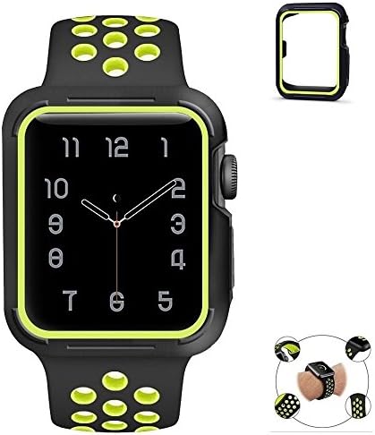 Apple Watch Band, Watch Band, Apple Watch Strap, Silicone Durable Replacement, Apple Watch Band, Watch Band, Sport Silicone Wrist Watch, Apple Watch Strap, Series 3 Series 2 Series 1 (42mm black / yel