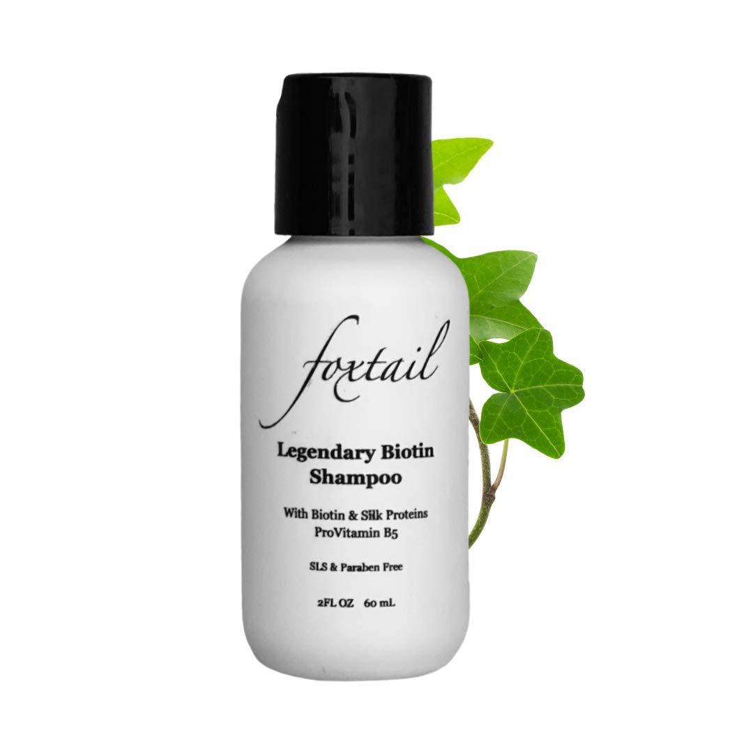 FOXTAIL Legendary Biotin Shampoo with Silk Protein - LUXURY MINI SIZE - Gorgeous Shiny Hair with Biotin, Silk Proteins, and ProVitamin B5; SLS & Paraben Free 2 Fl Oz