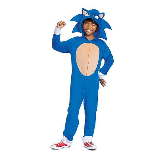 Disguise Sonic the Hedgehog Costume, Official Sonic Movie 2 Costume and Headpiece, Kids Size Large (10-12)