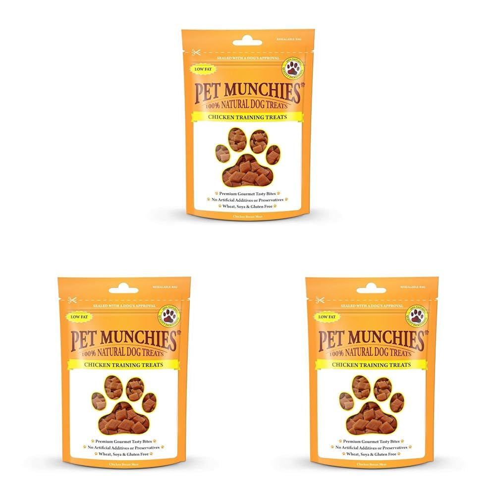 Pet Munchies Chicken Dog Training Treats, Grain Free Tasty Bites with Natural Real Meat, Low in Fat 50g (Pack of 3)