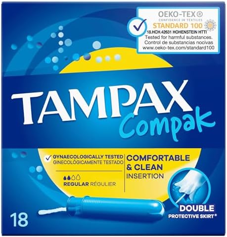 Tampax Compak Regular Tampons with Applicator 18X, Leak Protection and