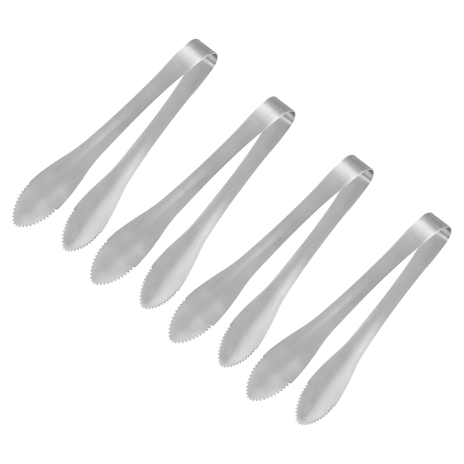 uxcell Serving Tongs, 4pcs 7 Inch - Stainless Steel Ice Tongs, Mini Sugar Tongs for Appetizers, Charcuterie, Desserts, Tea Party, Bar, Cafe (Silver)