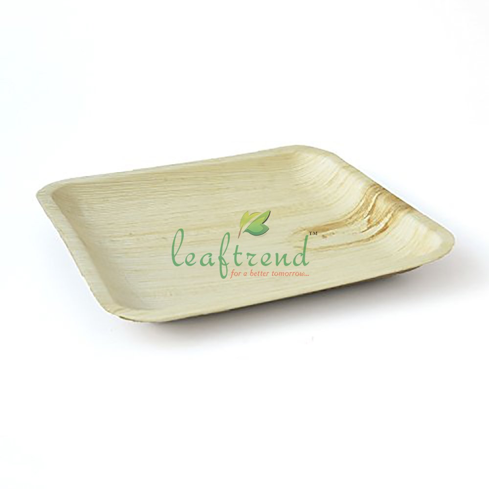 Leaftrend Palm Leaf Plates 10 inch Square, 25 Pcs Natural