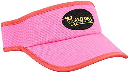 Golf Hat / Sun Visor Hat for Men & Women with Reflective Logo & Black Underbill to Reduce Sun Glare & Cool Fibre Mesh Material by Arizona Golf Gear (Pink)