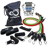 Resistance Band Set By Live Infinitely- Gym Quality 11 Piece Set Of Stackable Exercise Resistance Bands With 2 Foam Handles, Door Anchor, 2 Ankle Straps & Zip Top Bag- Includes Online Workout Guides