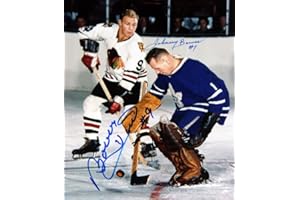 Johnny Bower & Bobby Hull Autographed 8" x 10"Photograph – Toronto vs Chicago Hockey Signed Hockey Collectible (8" x 10")